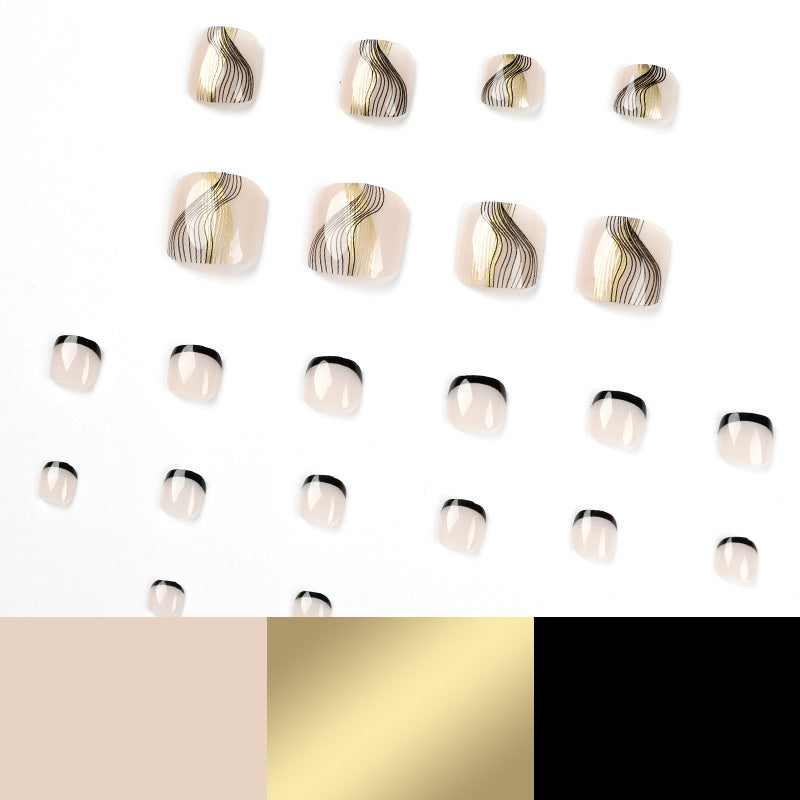 Wholesale Plastic Black Edge Gold Line Nail Art for Feet